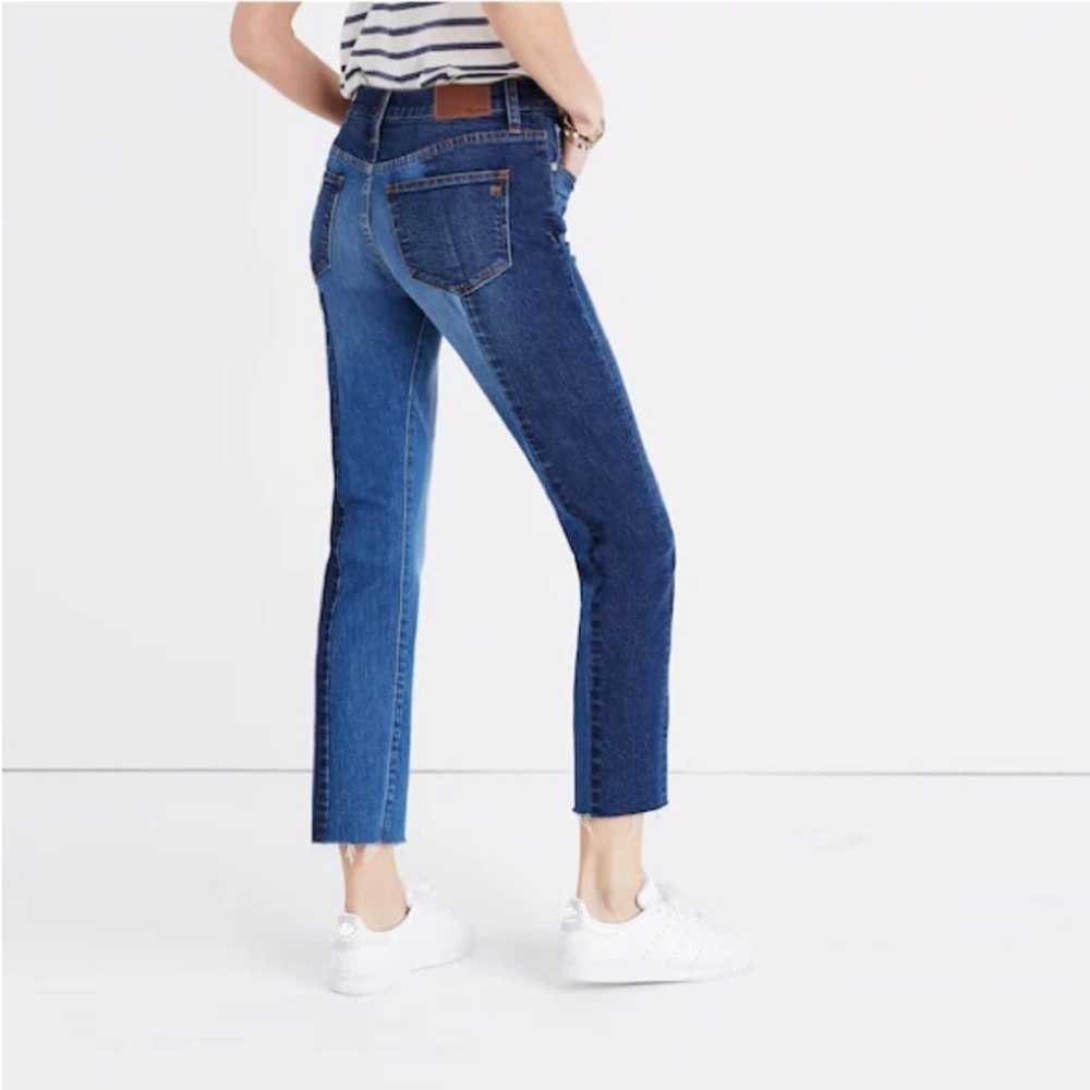 Sz 24 Madewell Cruiser Straight Medium Wash Crop Jeans Two-Tone Edition 70s EUC - Picture 7 of 7